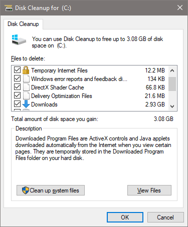 Disk Cleanup for C Drive